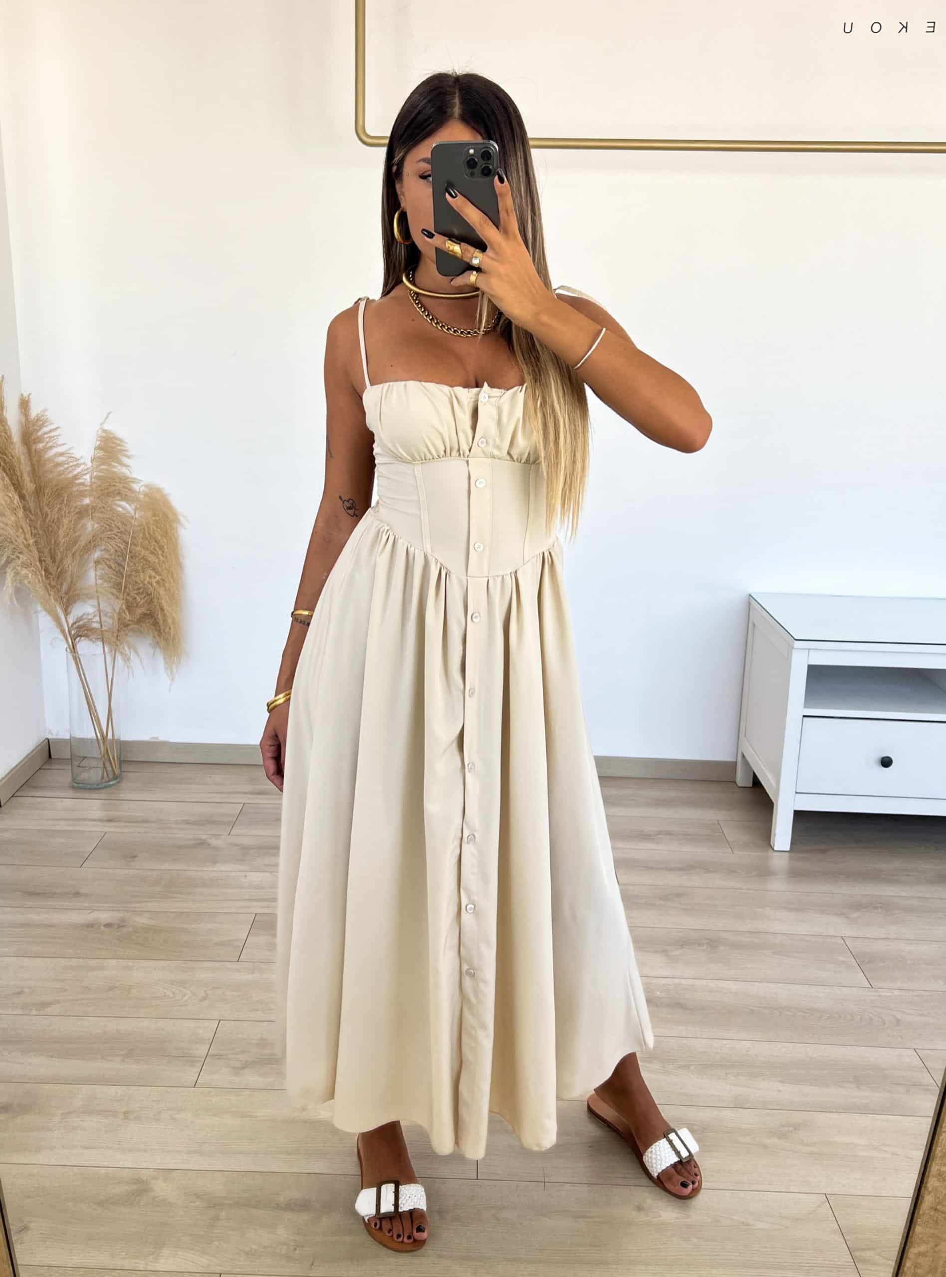 Rony Dress - Μπεζ-thumbmail-3