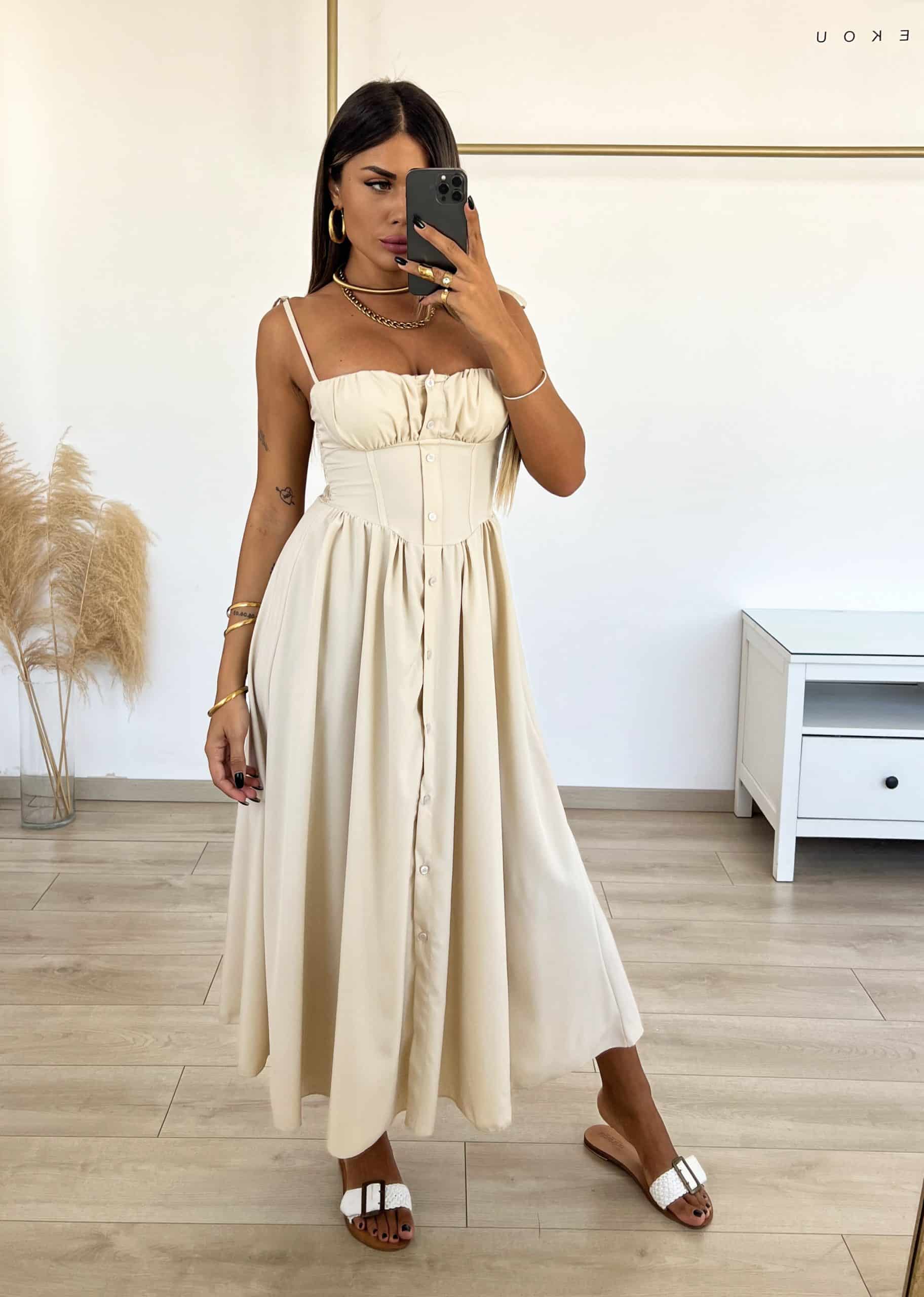 Rony Dress - Μπεζ-thumbmail-2