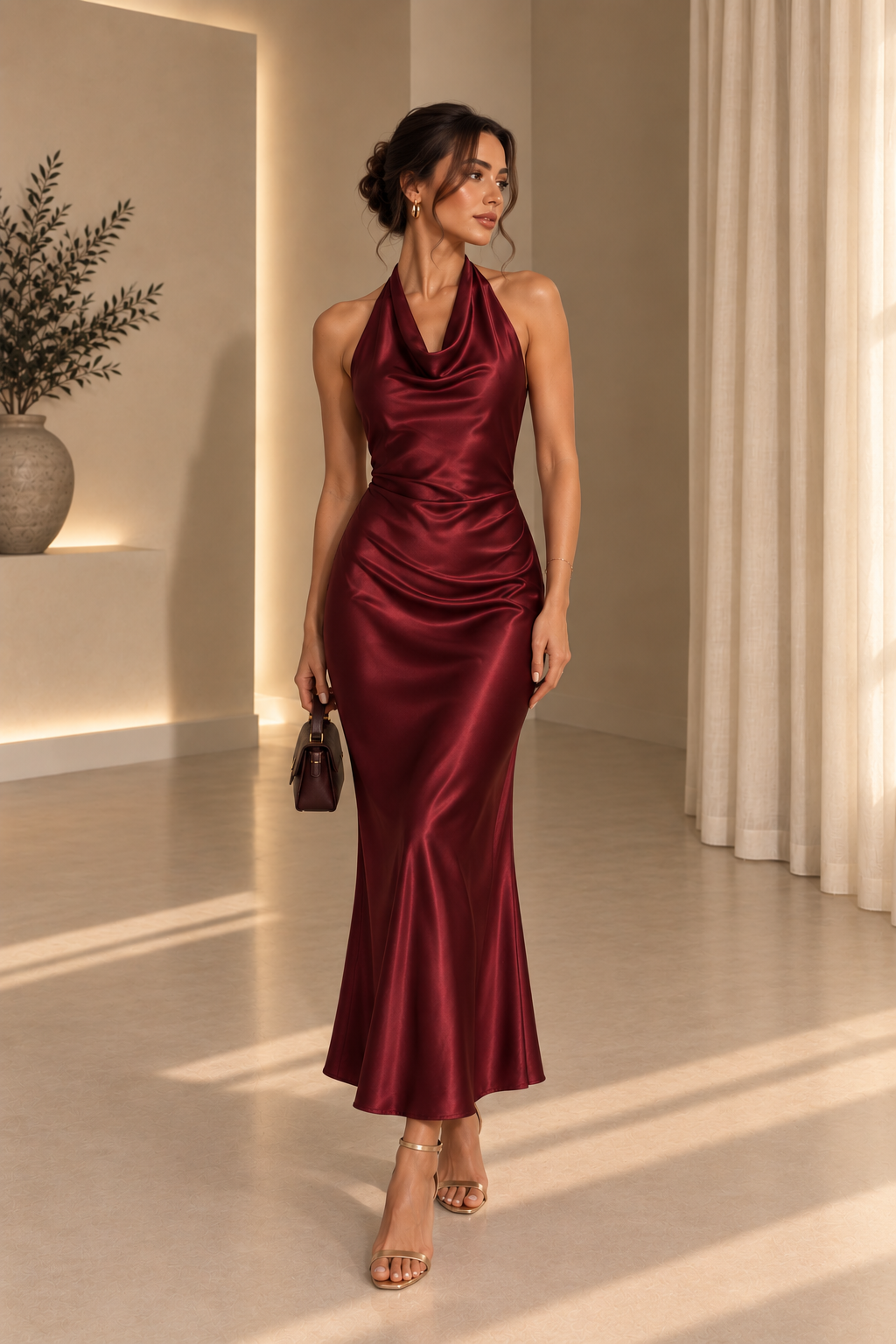 Zenia Dress - Μπορντώ-thumbmail-2
