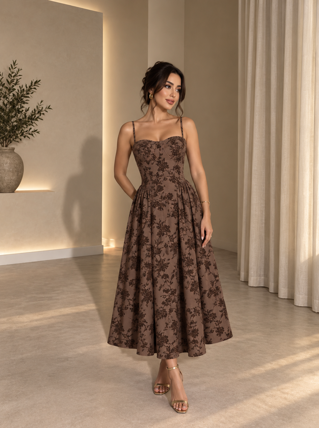 Rania Dress - Καφέ-thumbmail-2