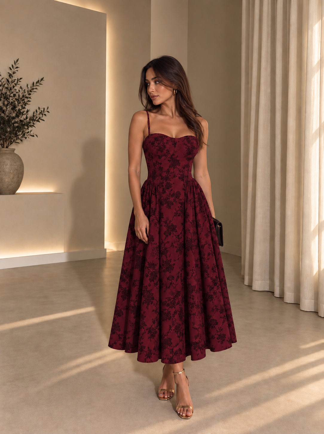 Rania Dress - Μπορντώ-thumbmail-3