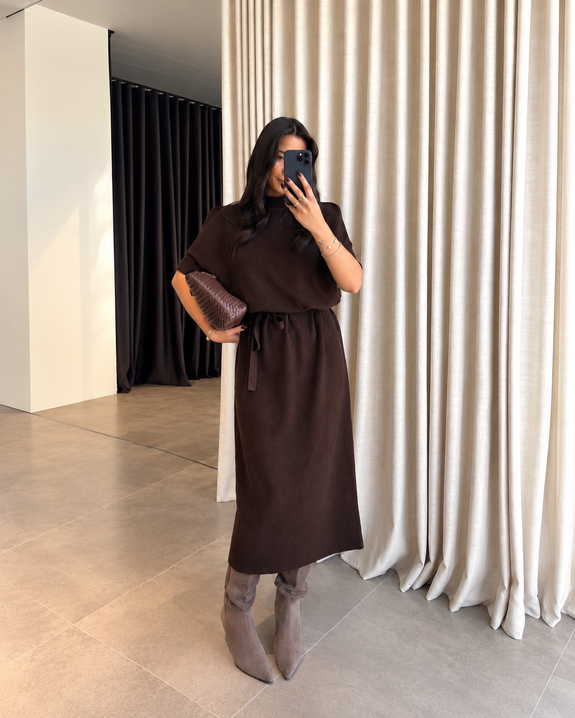 Tessa Dress - Καφέ-thumbmail-2