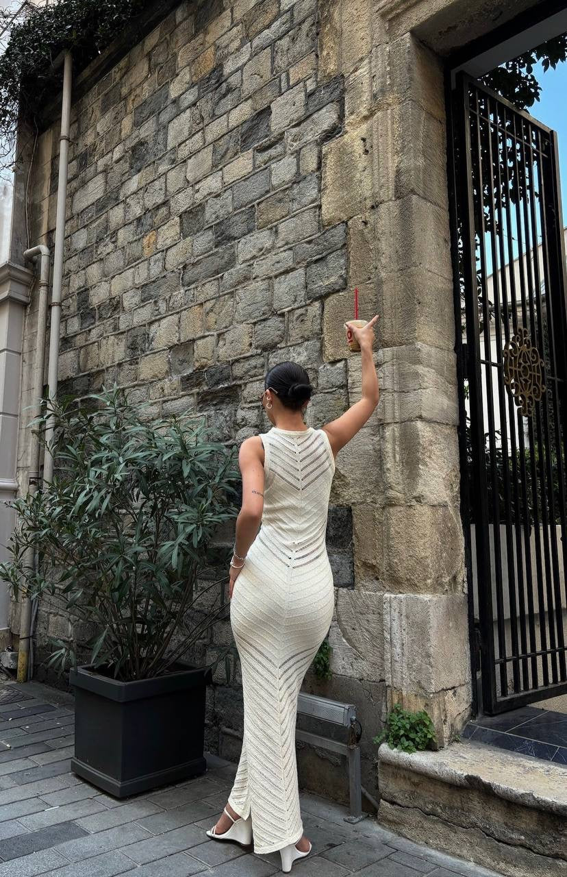 Corina Dress - Εκρού-thumbmail-4