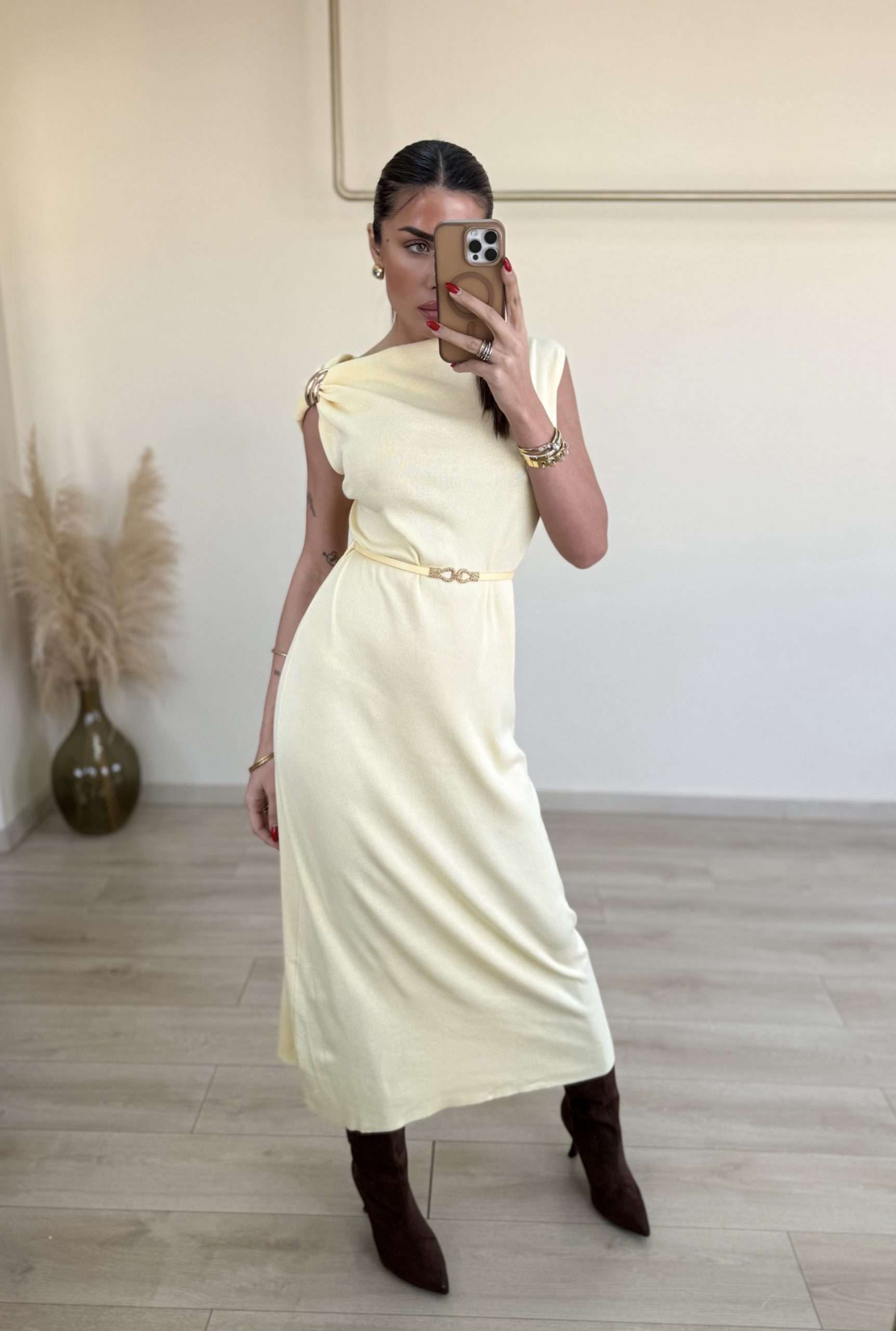 Nina Dress - Καναρινί-thumbmail-2