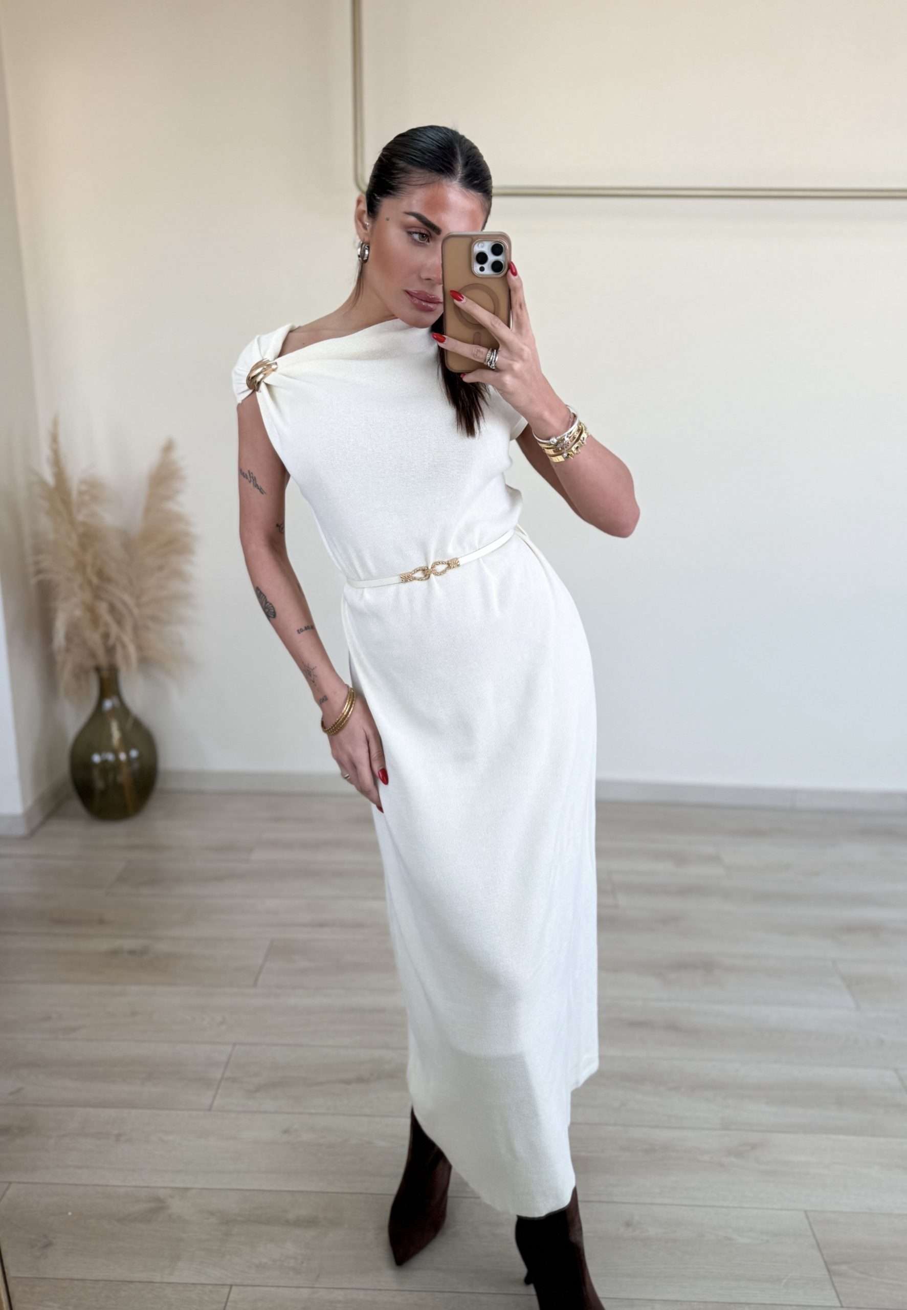 Nina Dress - Λευκό-thumbmail-3